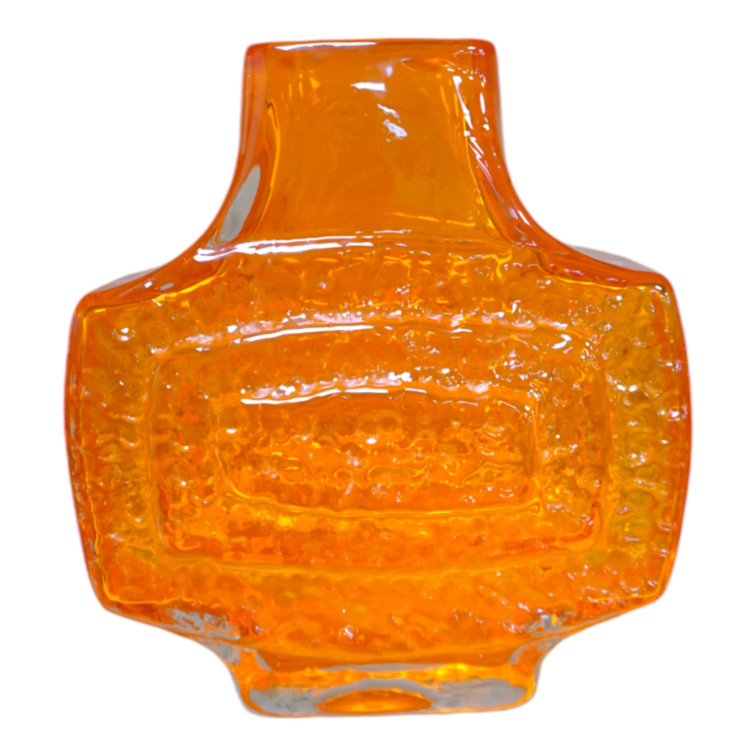 A Geoffrey Baxter for Whitefriars TV vase in Tangerine, 18cm high. Condition - good